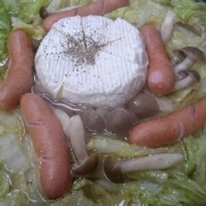 白菜とソーセージのチーズ鍋